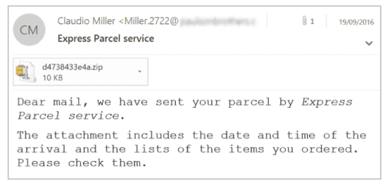 Phishing email example.