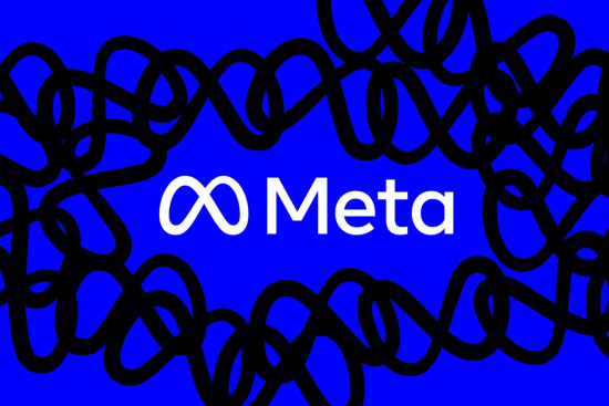 Meta logo over a blue background.