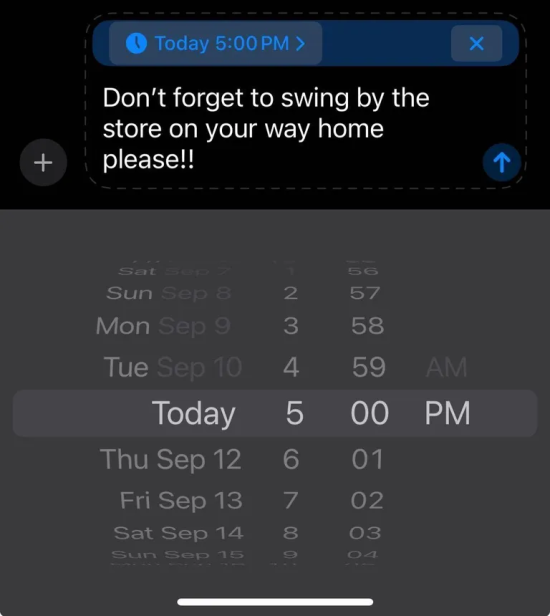 Scheduled reminder to visit the store at 5:00 PM.