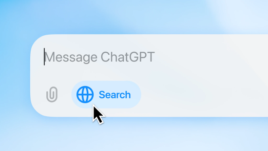 ChatGPT message bar with search icon.